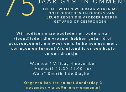 75 jaar gym in Ommen: kom jij weer eens gymmen, turnen of springen bij ons? 